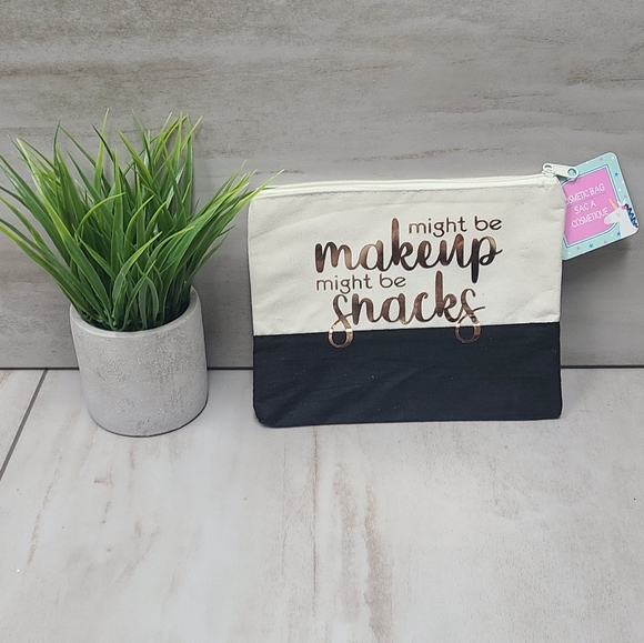 Hand Crafted Handbags - *2 for $20* BNWT Cosmetics Bag - Might be Makeup Might Be Snacks